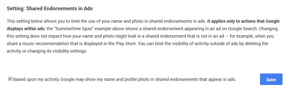 Checkbox for Shared Endorsements